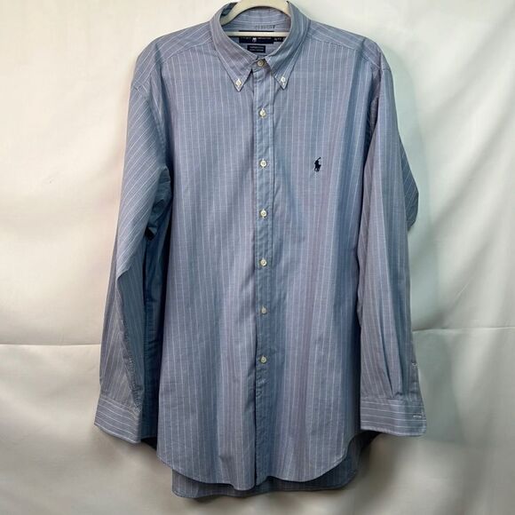 Ralph Lauren Yarmouth BluebPrint Button Down Dress Shirt 16.5 34/35 EUC - Picture 1 of 16